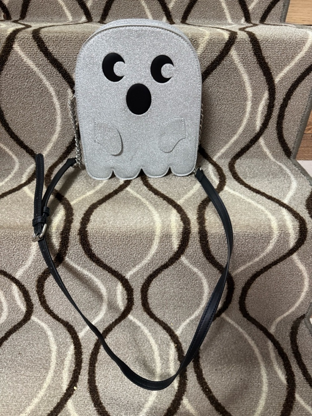 Silver Glitter Ghost Crossbody Bag